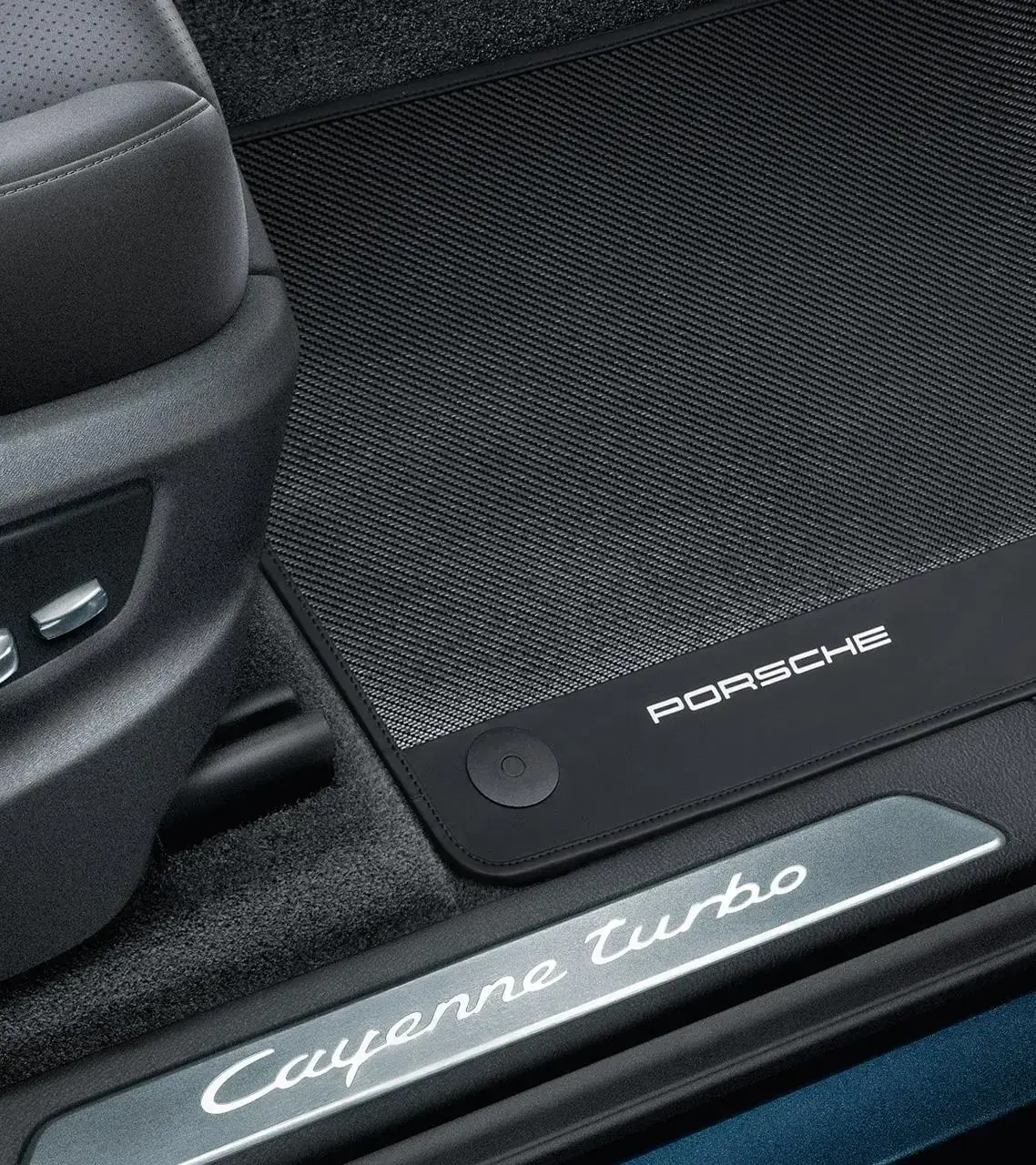 Floor mats with nubuck edging, Steel Grey, for Porsche Cayenne E1