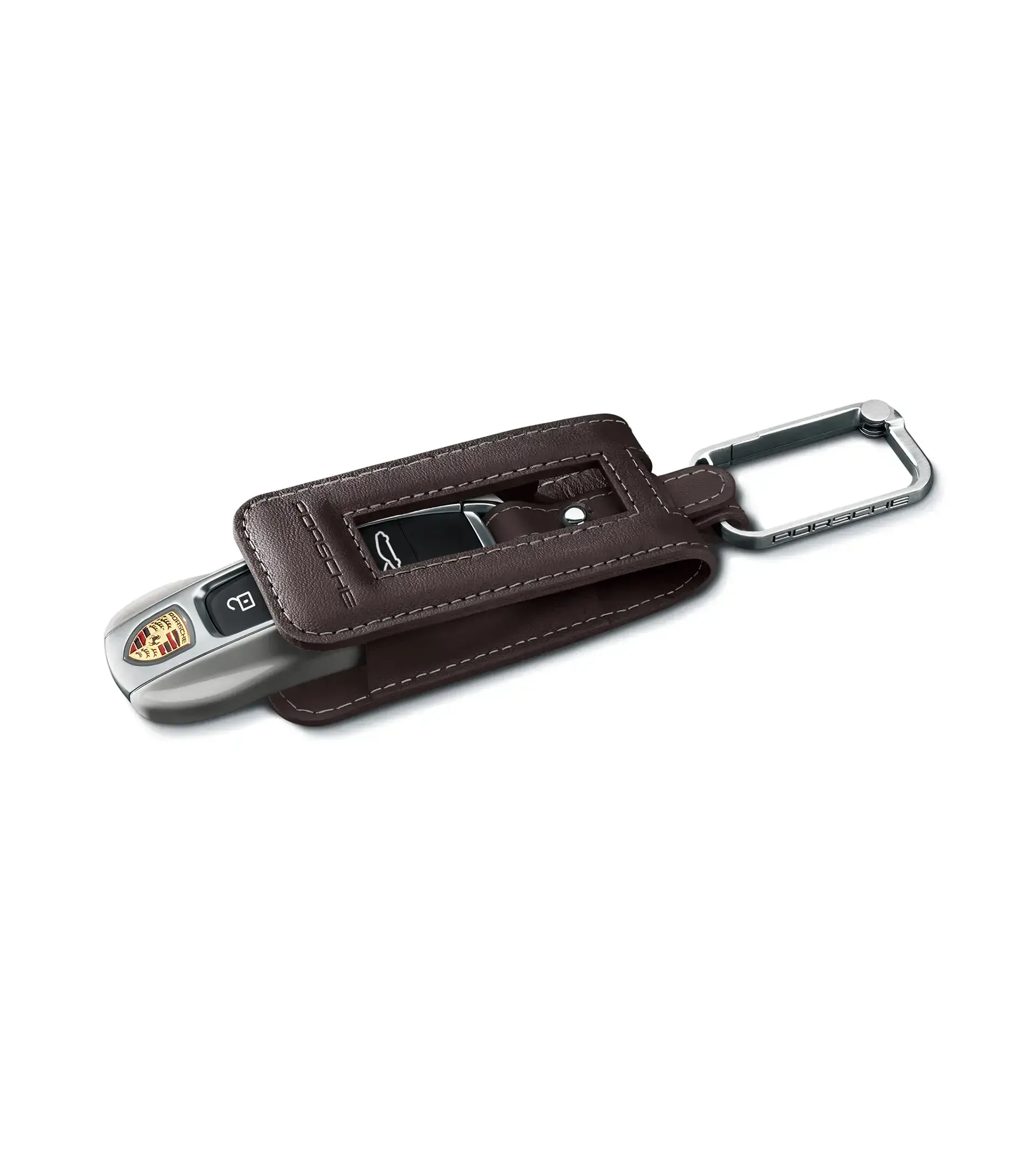 ontto Coque de clé de voiture en métal et cuir compatible avec Porsche